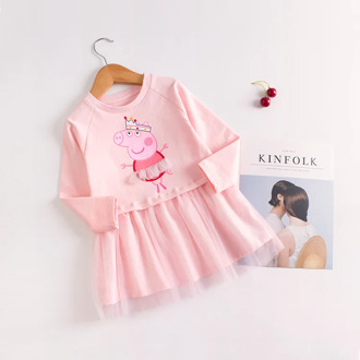 peppa pig girls dress children's skirt baby princess dress cotton cartoon animation peripheral kids dress