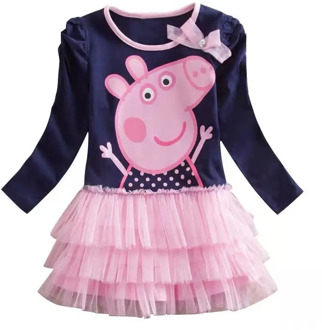 Peppa Pig Girls Dress Summer Wintter Costume Dresses Short Long Sleeve Skirts Striped Children Kids Garments Clothing Christmas