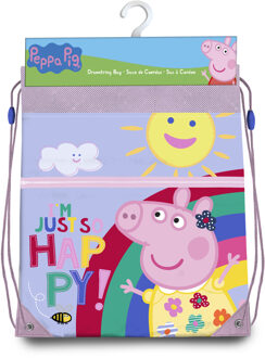 Peppa Pig gymtas/rugzak/rugtas voor kinderen - lila - polyester - 42 x 30 cm - Gymtasje - zwemtasje Paars