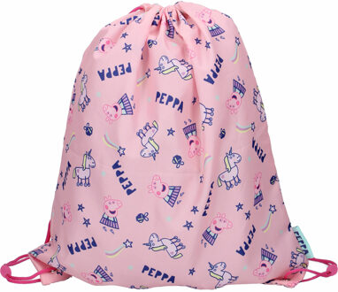 Peppa Pig gymtas/rugzak/rugtas voor kinderen - roze/blauw- polyester - 44 x 37 cm