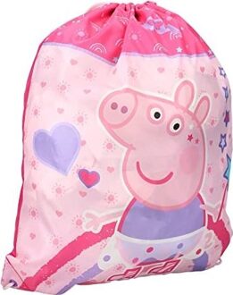 Peppa Pig gymtas/rugzak/rugtas voor kinderen - roze/paars - polyester - 44 x 37 cm - Gymtasje - zwemtasje