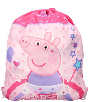 Peppa Pig gymtas/rugzak/rugtas voor kinderen - roze/paars - polyester - 44 x 37 cm