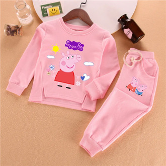 peppa pig kids long-sleeved t-shirt pants two-piece suits cartoon animation peripheral 11 styles cotton children's clothing