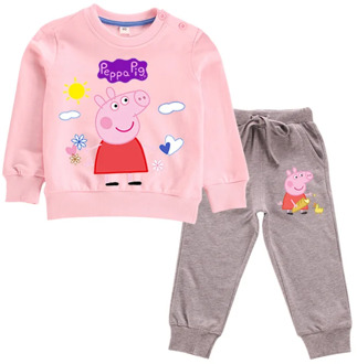 peppa pig kids t-shirt pants long-sleeved two-piece sets cartoon animation peripheral cotton children's clothing