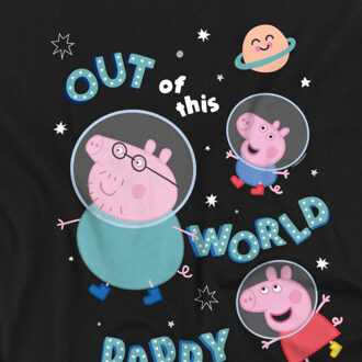 Peppa Pig Unisex adult buiten deze wereld pappie varken t-shirt Zwart - 4XL