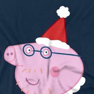 Peppa Pig Unisex volwassen papa varken kerstmuts t-shirt - maat M Blauw