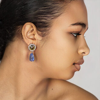 Peppi black oorbellen, wit goud verguld Zilver - One size