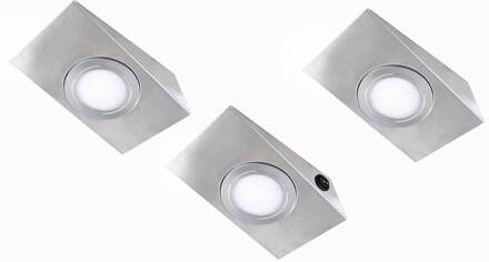 Per 3 LED meubelverlichting Keili 2-niveaus-schak. mat nikkel, gesatineerd