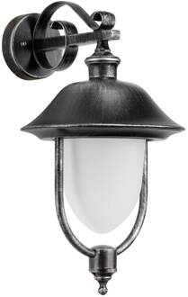 Perdita buitenwandlamp, hanglamp zwart-zilver, opaal
