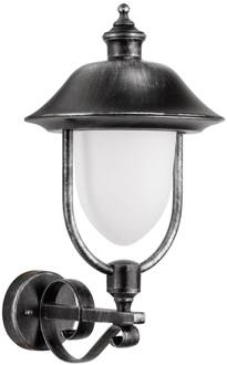 Perdita buitenwandlamp, vrijstaand zwart-zilver, opaal
