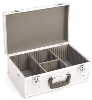 Perel Cd-koffer, 60 cd's, sleutelslot, 2 sleutels, aluminium, 424 x 265 x 173 mm Wit