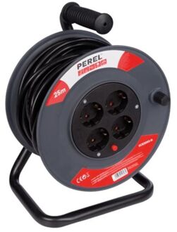 Perel KABELHASPEL 25 m - 3G1.5 - 4 STOPCONTACTEN Wit