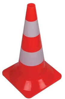 Perel Oranje witte pilon (pion) voor signalering of afzettingen en sportdoeleinden 50cm