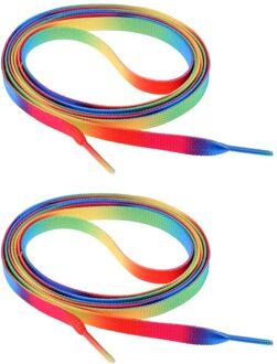 Perfeclan 1 Paar 180Cm Gebreide Schoenveters Voor Rolschaatsen Laarzen Hockey Skates Schaatsen Regenboog Kleuren Mannen & Vrouwen