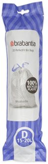 Perfect Fit afvalzakken - 15/20 liter - Code D - 20 stuks Wit