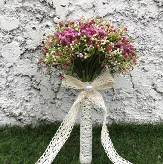 Perfectlifeoh Bruidsboeket Kunstmatige Kleine Bloem Bruiloft Boeket Birdal Boeket voor Bruidsmeisje Bruiloft Accessoires 02