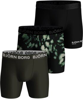 Performance Boxershorts Heren (3-pack) zwart - donkergroen - L