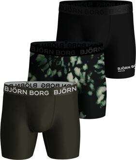 Performance Boxershorts Heren (3-pack) zwart - donkergroen - L