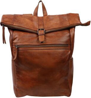 Pergola - Leren Laptop Rolltop Rugzak - 13 inch - Cognac