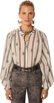 Perla blouse ivory paisley Ecru - S