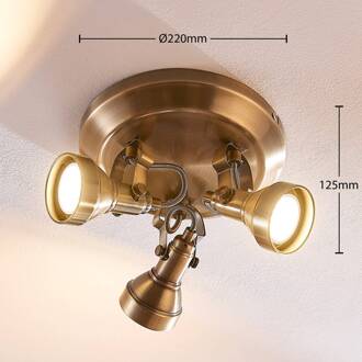 Perseas - GU10-plafondlamp, 3-lamps oud-messing