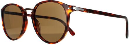 Persol Ovale Heren Havana Bruine Gepolariseerde Zonnebril