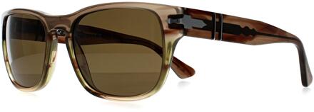 Persol PO3341S 120757 gestreept bruin groen bruin gepolariseerde zonnebril - maat