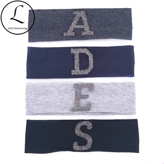 Personailzed Baby Boys Girls Rhinestones 3D letter Headbands Kids Childs 2019 Summer Casual Cotton Hairbands Headwrap School