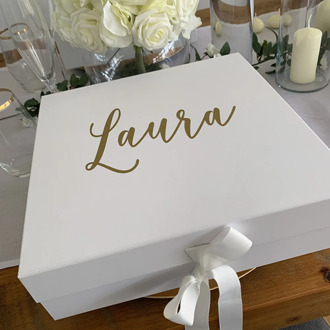Personalised Gift Box, A4 Deep white gift box, large gift box with ribbon, bridesmaid gift box Will you be my maid of honor box