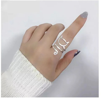 Personality Design 925 Sterling Silver Wrap Around Cat Rings For Women Girl Jewelry anillos Size 18mm S-R280