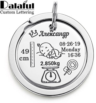 Personalized Baby Keychain Name Date Of Birth Weight Height For Newborn Commemorate Customized Keyring New Mom Dad Gift P026