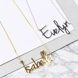 Personalized Box Chain Name Necklace Multiple Fonts Optional Fashion Custom Nameplate Necklace Stainless Steel Jewelry
