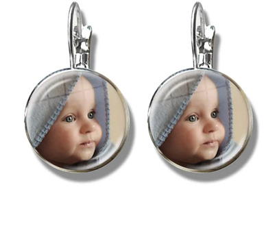 Personalized Custom Earrings Photo Mum Dad Baby Children Grandpa Parents Customized Designed Photo Gift For Family Anniversary