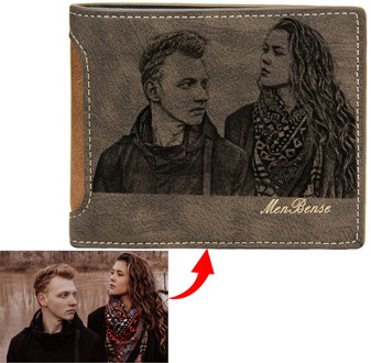 Personalized Custom Engraved Image Wallet Leisure PU Leather Picture Purse Customized Lettering Engraving Photo Wallets For Men