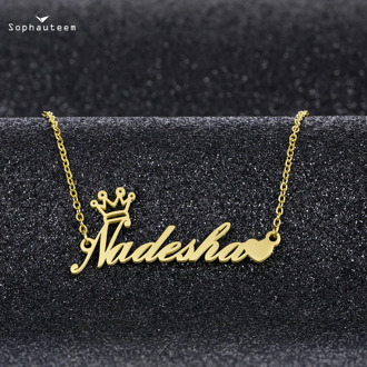 Personalized Custom Name Crown Necklace Stainless Steel Charm Custom Letter Jewelry Lots of Font Style To Choose for Girls Child