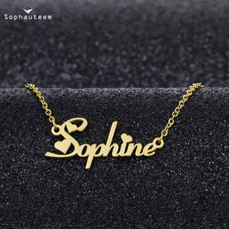 Personalized Custom Name Letter Necklaces for Women Men Rose Gold Silver Color Stainless Steel Chain Nameplate Pendant Necklace