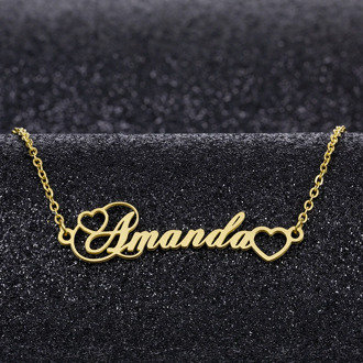 Personalized Custom Name Necklace Initial Nameplate Stainless Steel Necklace Jewelry for Girls Womens Chains Letter Necklace