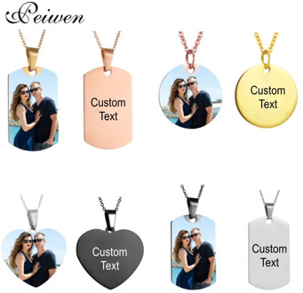 Personalized customization Necklace Custom Color Photo Engrave Text Stainless Steel Necklace For Women Men Charm Choker Necklace