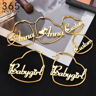 Personalized Customized Heart Name Earring Stainless Steel Custom Letter Earring For Women Girl Weddings Party Jewelry Gift