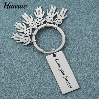 Personalized Customized Name Keychain Family Love Daddy Kids Key Chain For Parents Papa Children Present Stainless Steel Keyring