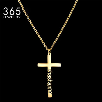 Personalized Customized Name Necklaces Custom Namplate Necklace Stainless Steel Old Cross Heart Personalized Jewelry Girl Gift