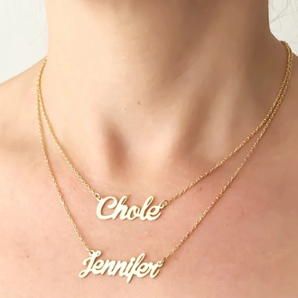 Personalized Double Layered Name Necklace Women Fashion Jewelry Stainless Steel Custom Star Heart Crown Name Necklace