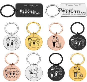 Personalized Family Keychain Engraved Family Gifts for Parents Children Present Keyring Bag Charm Families Member Gift Key Chain
