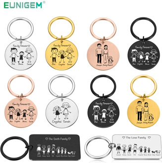 Personalized Family Keychain Engraved Family Gifts for Parents Children Present Keyring Bag Charm Families Member Gift Key Chain