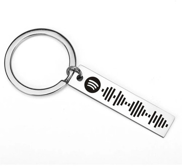 Personalized Music Spotify Scan Code Keychain For Women Men Stainless Steel Keyring Custom Laser Engrave Spotify Code Jewelry