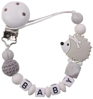 Personalized Name Baby Pacifier Clip Chain Food Grade Hedgehog Silicone Beads Infant Pacifier Holder Nipple Chain Gift