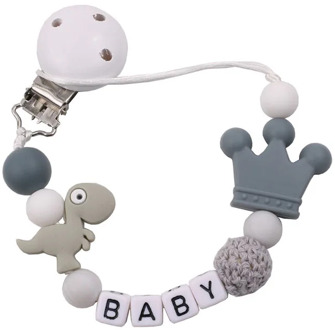 Personalized Name Dinosaur Nipple Chain Baby Pacifier Clips Chain Boy Girl Soother Holder for Baby Teething Chew Toy Dummy Clips