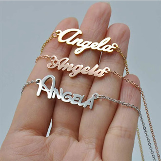 Personalized Name Necklace for Women Customized Nameplate Necklaces Custom Stainless Steel Old English Style Gold Jewelry Gifts