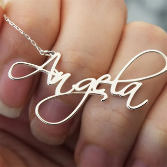 Personalized Name Necklace Script Font Nameplated Dainty Necklaces Custom Jewelry Women Stainless Steel Chain Best Friends Gift