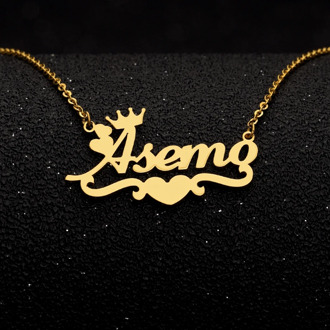 Personalized Name Necklaces for WomenFashion Jewelry Gold Stainless Steel Letter Pendant Necklace Heart Statement Choker Bijoux